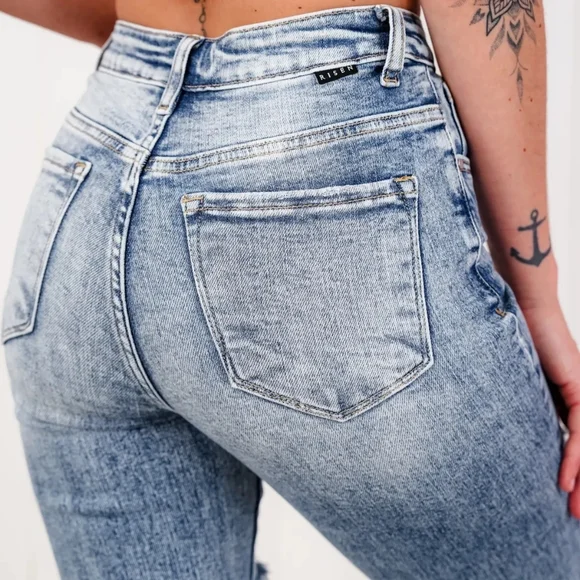 SOLD NEW Acid Washed Ripped Flare Jeans by Risen sz 15/32 Buckle - Picture 2 of 9